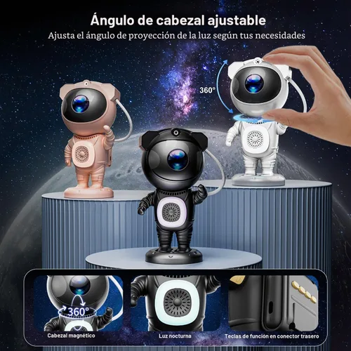 Vista 5 de Proyector de galaxia, proyector de estrellas para dormitorio, luces nocturnas para habitación de niños, ruido blanco, altavoz Bluetooth, proyector
