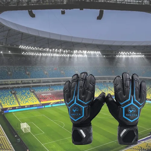 Vista 3 de Guantes de portero con látex antideslizante, guantes de portero de fútbol para adultos y jóvenes con doble protección, sin correa para la muñeca