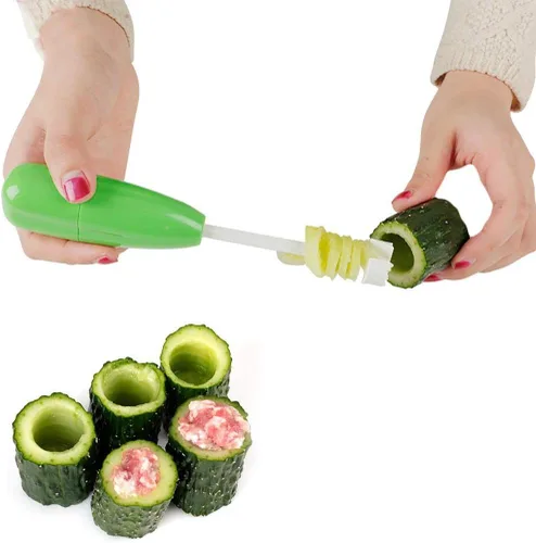 Vista 4 de Herramienta descorazonadora y cortadora de frutas, herramienta de plástico para quitar núcleos de frutas con mango antideslizante, descorazonador