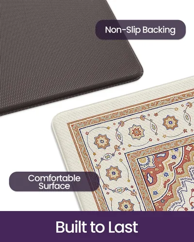 Vista 9 de DEXI Alfombrillas de cocina acolchadas antifatiga, 24 x 87 pulgadas, color Beige claro
