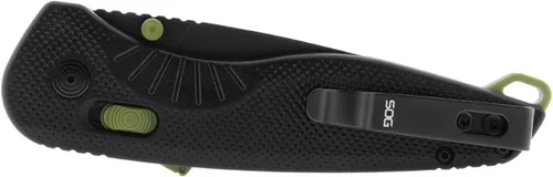 Vista 6 de SOG Aegis at Tanto - Cuchillo de apertura plegable de bolsillo para exteriores, bloqueo ambidiestro at-XR con mango ergonómico, hoja de acero D2