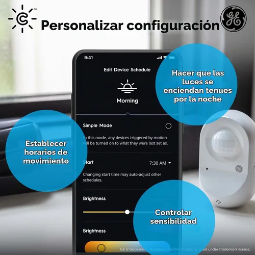 Vista 3 de GE CYNC Sensor de movimiento inteligente inalámbrico, alimentado por