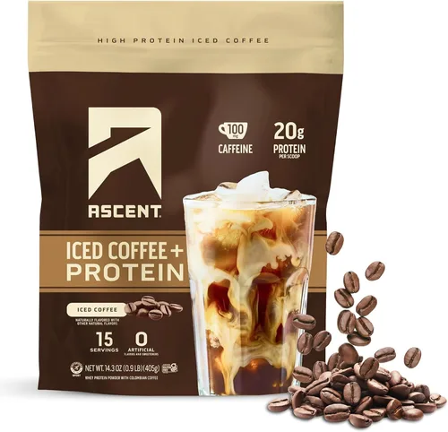 Vista 10 de Ascent Proteína en polvo de café con caramelo helado - Proteína de alto contenido, 20 g de proteína y 100 mg de cafeína de café colombiano premium