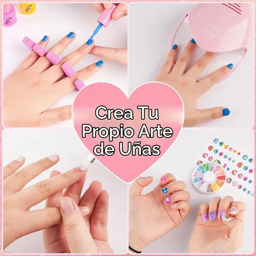 Vista 4 de Juego de esmaltes de uñas para niñas, no tóxico, de secado rápido, con secador de uñas y calcomanías de uñas de bricolaje, regalos de Navidad
