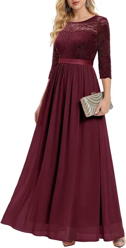 Vista 8 de BeryLove Vestido formal de manga larga para mujer, invitada de boda, madre Rubor