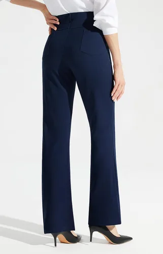 Vista 2 de Libin Pantalones de vestir para mujer con corte de bota de 28, 29, 30, 31 pulgadas, pantalones de trabajo casuales de negocios, pantalones elásticos