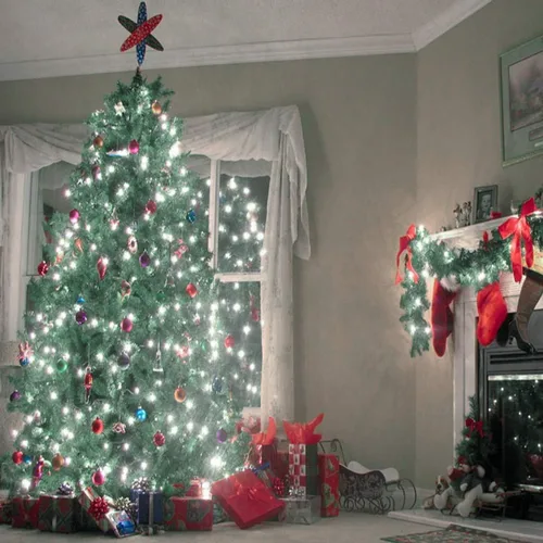 Vista 8 de Decute - Tira de luces de hadas de 300 LED de 99 pies de alambre plateado para árbol de Navidad, con control remoto, luz estrellada tipo luciérnaga