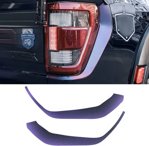 Vista 4 de JHO Kit de calcomanías de vinilo de grano de carbono morado para automóvil, calcomanías autoadhesivas para decorar Ford F-150 Raptor 2021 2022 2023