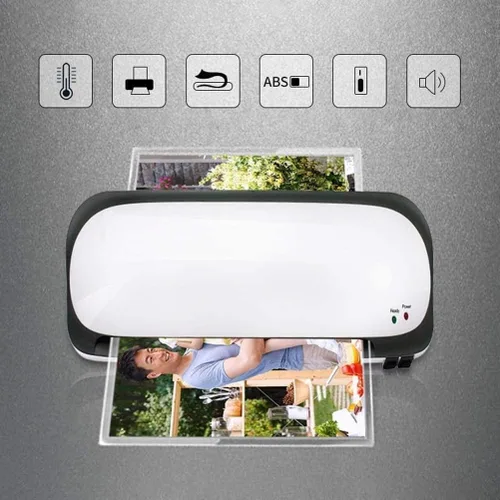 Vista 6 de Laminador A4, calentamiento rápido y no s máquina laminadora térmica 9.843 in/min velocidad con calentamiento rápido de 3 minutos