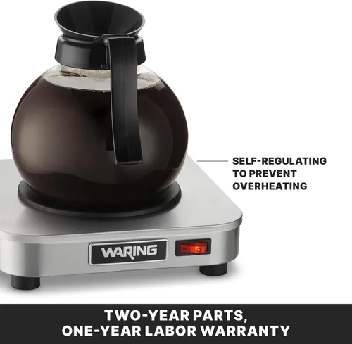 Vista 4 de Waring Commercial WCW10 Café Deco - Calentador de jarra de café individual, 120 V, enchufe de 5 a 15 fases, quemador individual plateado