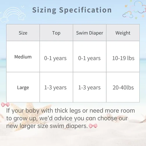 Vista 3 de ALVA Toddler Baby Girl Swimsuit,Infant Bathing Sleeveless Bikinis Swimwear,Baby Reusable Swim Diaper with Matching Top