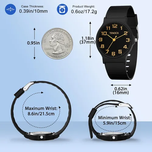 Vista 5 de Reloj analógico para niños y niñas, resistente al agua hasta 30M, reloj deportivo para niños, fácil de leer, con esfera fina, correa suave