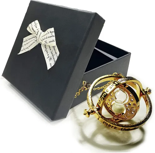 Vista 4 de Beita Hermiones - Collar de aleación con colgante de reloj de arena giratorio para mujer y niña color dorado Zinc No es una piedra preciosa
