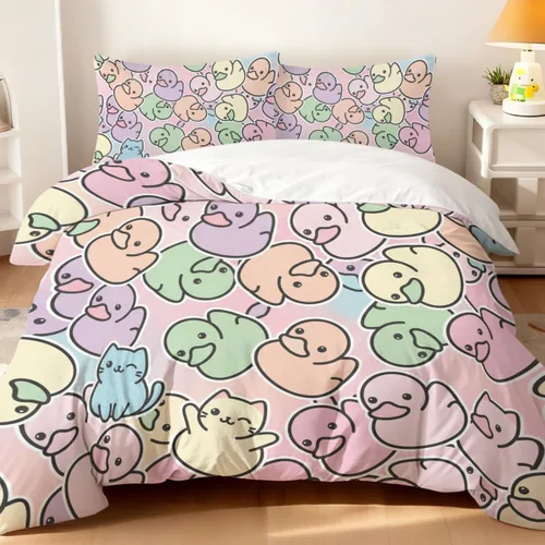 Vista 14 de Juego de funda de edredón de oso lindo tamaño individual, 3 piezas, ropa de cama suave y neutra calmante y acogedora, juego de funda de edredón
