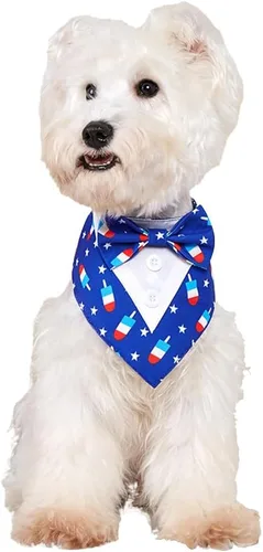 Vista 10 de Bandana de esmoquin, collar ajustable para mascotas con lazo para perros pequeños, medianos y grandes, ropa formal de boda, regalos de cumpleaños