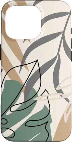 Vista 20 de Funda abstracta minimalista exótica para iPhone 16 Tropical Botanical Beige Brown