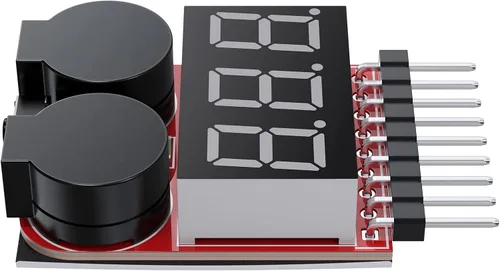 Vista 9 de CAMWAY Probador de voltaje de batería Lipo, 5 unidades, 2 en 1, 1-8s, alarma de zumbador de bajo voltaje, probador de monitor de batería para 1-8s