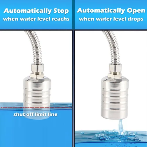 Vista 2 de Válvula de flotador de control de nivel de agua totalmente automática de 1/2" a 3/4", mini válvula de bola flotante de acero inoxidable 304