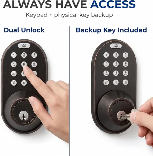 Vista 9 de Cerradura de Puerta con Teclado de Entrada sin Llave - Cerrojo Electrónico Digital Inteligente Mejorado con Código para Puertas Principales
