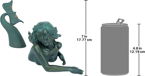 Vista 2 de Design Toscano Meara the Mermaid Swimmer - Estatua de jardín para interiores y exteriores, para patio, piscina o césped, 16 pulgadas de ancho, 7