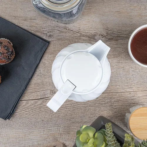 Vista 8 de Restaurantware Paquete de 10 jarras térmicas de plástico de 20 onzas con mango ergonómico, cafetera blanca con boquilla sin goteo, para catering