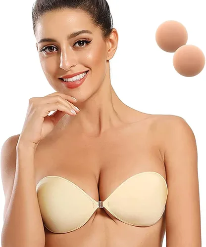 Vista 3 de LITTLEMISSY - Funda de silicona adhesiva impermeable invisible para mujer, sin tirantes y sin espalda, para mujer
