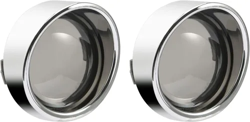 Vista 5 de PBYMT Cubierta de lente de señal de giro ahumado, biseles cromados estilo visera de bala de 2 pulgadas, compatible con Harley Davidson Dyna Street