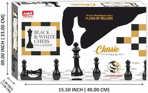 Vista 2 de Ankit Toys & Games Juego de ajedrez en blanco y negro – Juego de estrategia duradero y portátil para niños y adultos a partir de 6 años, perfecto