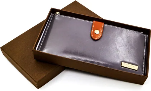 Vista 6 de ANDOILT - Cartera de cuero genuino para mujer con bloqueo RFID para tarjeta de crédito con cremallera