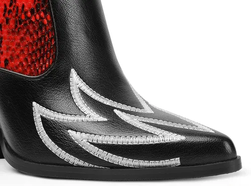 Vista 5 de ANN CREEK Botas vaqueras de contraste para mujer, botas vaqueras a media pantorrilla