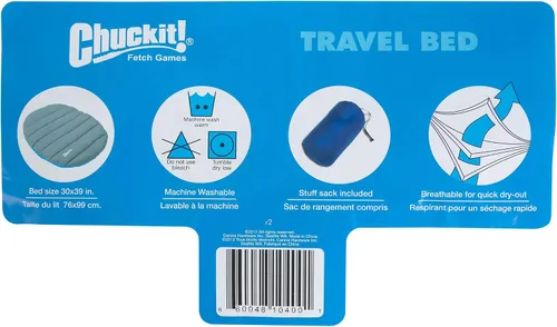 Vista 5 de Chuckit! Cama de viaje para perros (39 pulgadas de largo x 30 pulgadas de ancho) resistente al agua, azul