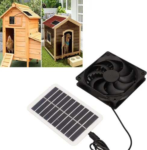 Vista 4 de plplaaoo - Kit de ventilador de panel solar, 100 W, 12 V, panel solar, ventilador de extractor de panel de energía solar de 15 W, ahorro de energía