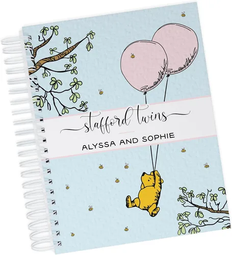 Vista 12 de Personalized Twin Baby Memory Book - Hardcover First Year Album Customized with Babies’ Names - Prompted Baby Journal (Blue Mountains)