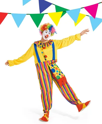 Vista 3 de Conjunto de disfraz de payaso para adulto, 8 piezas de traje de fiesta