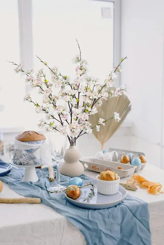 Vista 6 de Cherry Blossom - 4 flores artificiales de tallo largo