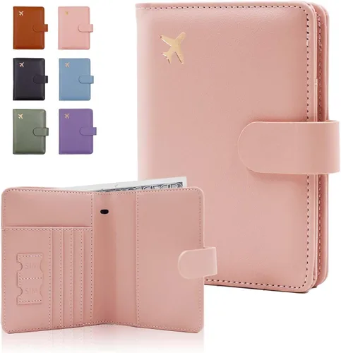 Vista 16 de Melsbrinna Funda de cuero prémium para pasaporte, impermeable, con bloqueo RFID, cartera de viaje con soporte para bolígrafo, bonito libro