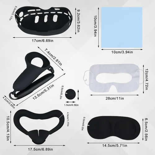 Vista 2 de 7pcs VR Accessories for Meta Quest 3 Oculus, Silicone Cover Set Controller Grips Covers, Face Cover, VR Shell Cover Protective Case Compatible with