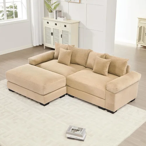 Vista 26 de ODUSE-DAILY Sofá modular de gran tamaño de 117.3 pulgadas, sofás modulares grandes de pana para sala de estar, sofás de 3 plazas, moderno juego