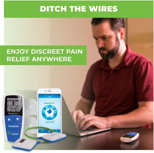 Vista 8 de AccuRelief - Unidad Tens Inalámbrica y Estimulador Muscular EMS - Incluye Masajador de Pulsos - Dispositivo de Alivio del Dolor con Control Remoto