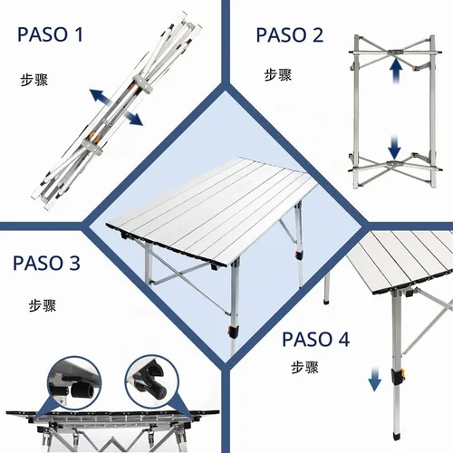 Vista 5 de CampLand - Mesa plegable ajustable de aluminio, ligera, multiuso