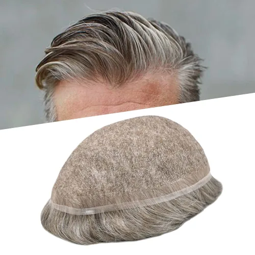 Vista 36 de Completo suizo encaje tupé para hombres pieza de pelo real sistema de reemplazo de cabello humano para hombres Toupee Hairpieces para hombres 7x9