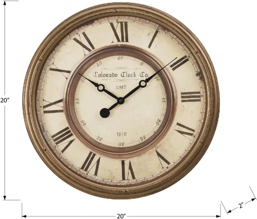 Vista 3 de Monarch Specialties I 9047 Relojes, 20" redondo, reloj de pared, marrón antiguo, de transición