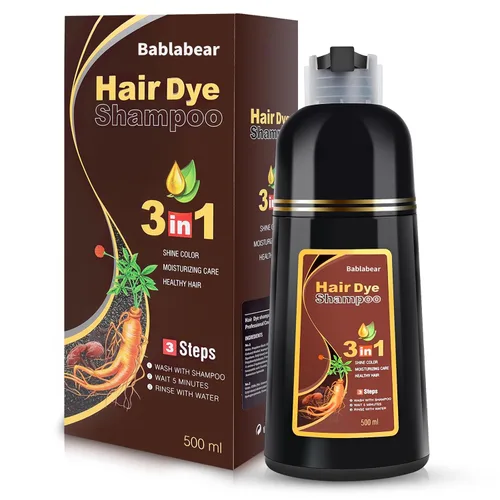 Vista 8 de Bablabear - Champú con color para cabello gris, tinte de cabello semipermanente para mujeres y hombres, ingredientes herbales, 3 en 1, cobertura