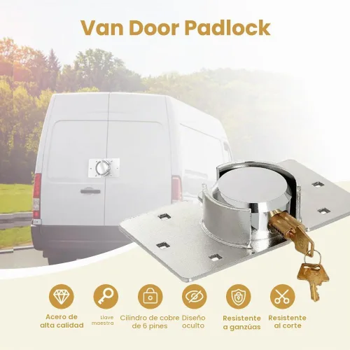 Vista 2 de 2 Pack de Candado para Puerta de Furgoneta con Llaves Iguales, Candado Resistente de Acero Sólido de 73MM, Candado de Seguridad para Cobertizo