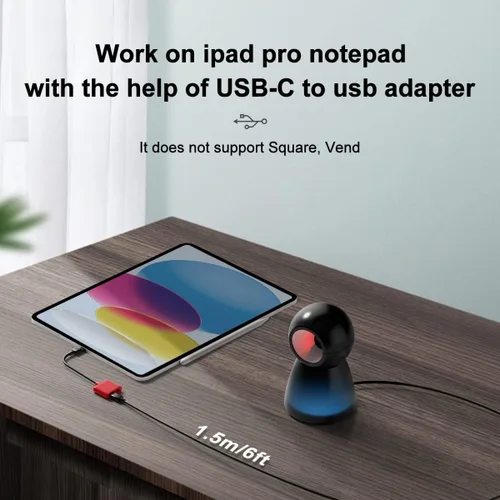 Vista 5 de Escáner de código de barras QR 2D manos libres, TEEMI USB con cable omnidireccional lector de código de barras de escritorio, escáner de pantalla
