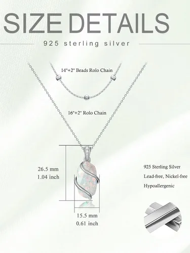 Vista 4 de Gifts for Women 925 Sterling Silver Necklace for Women Dainty Oval Stone Pendant Fine Jewelry Anniversary Birthday Valentines Day Gifts for Her