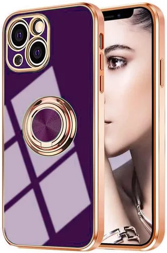 Vista 105 de Compatible con iPhone 11 Kickstand, anillo de rotación de 360 grados integrado con borde de oro rosa brillante que funciona con soporte magnético