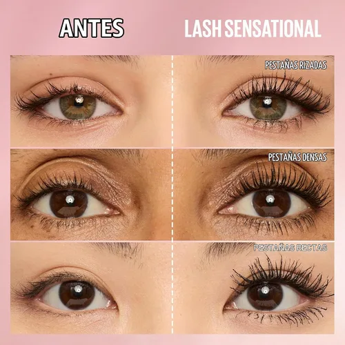 Vista 7 de Maybelline Lash Sensational - Máscara lavable, alargadora y voluminizadora para un efecto de abanico completo, negro más negro, 1 unidad Blackest