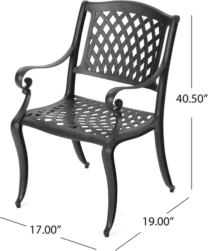 Vista 8 de Christopher Knight Home Hallandale - Sillas de aluminio fundido para exteriores, juego de 2 piezas, color negro mate antiguo