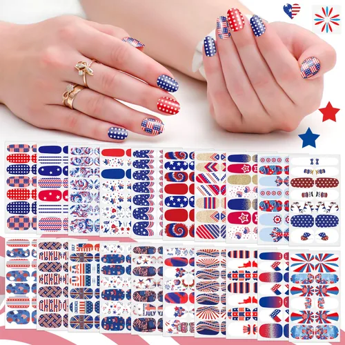 Vista 8 de 20 hojas de calcomanías de esmalte de uñas de color sólido rojo, calcomanías de esmalte de uñas para el día de San Valentín para mujeres, tiras